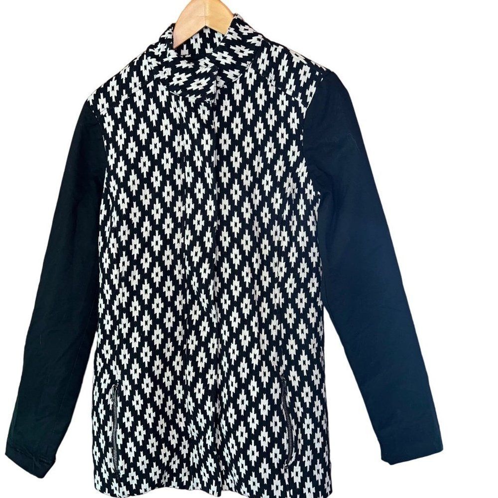 Lucky Brand Live in Love Jacket Medium Ikat Black White